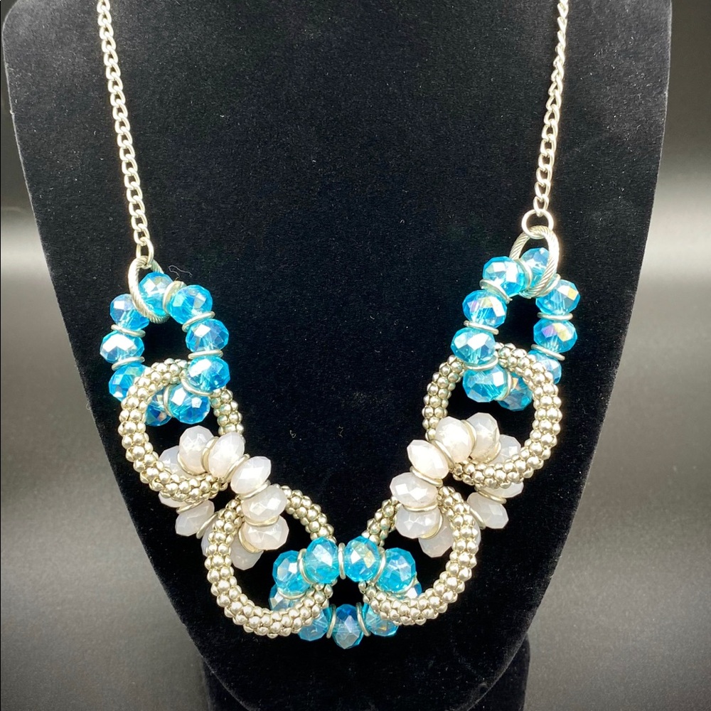 NY brand crystal necklace. Baby blue and silver